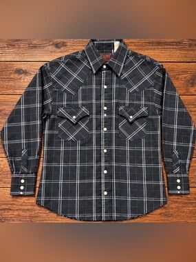 🤠 Plains Western Wear Black Plaid Western Snap Shirt Men’s Small